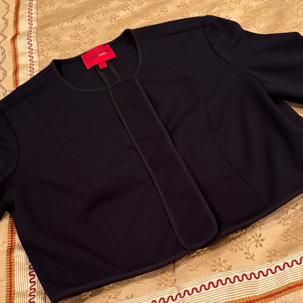Narciso Rodriguez Elegant Black Bolero Jacket, Snap Closure, Polyester Blend, XS